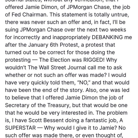 President Trump Announces He Is Suing JPMorgan Chase * 100PercentFedUp.com * by Noah