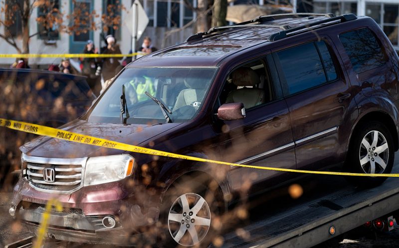 MINNEAPOLIS, MINNESOTA - JANUARY 07: A vehicle involved in a shooting by an ICE agent during federal law enforcement operations is towed away on January 07, 2026 in Minneapolis, Minnesota. According to federal officials, the agent, "fearing for his life" killed a woman during a confrontation in south Minneapolis. (Photo by Stephen Maturen/Getty Images)