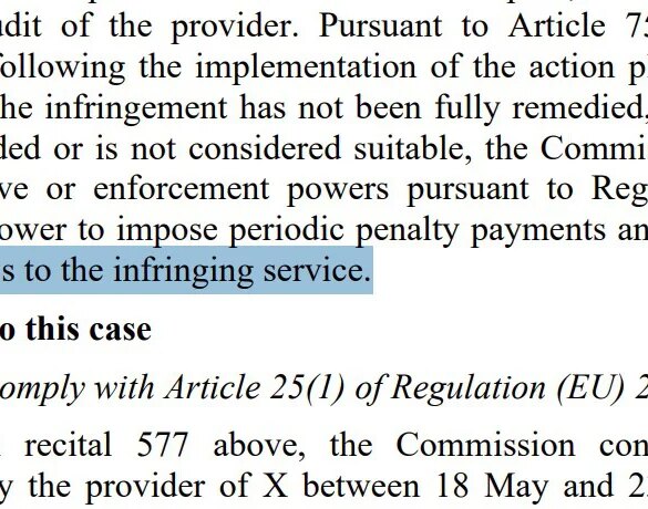 The EU threatens to block X if it does not meet its demands.