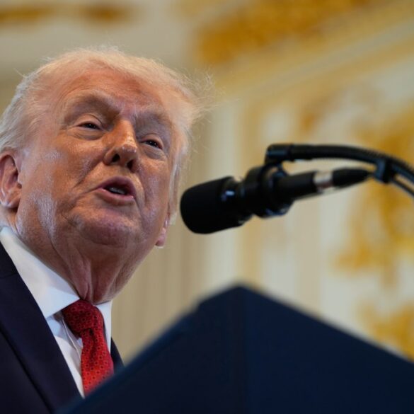 Donald Trump speaks at a dedication ceremony for a portion of Southern Boulevard.