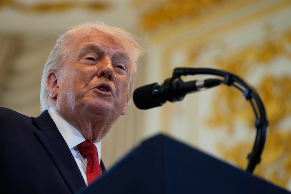 Donald Trump speaks at a dedication ceremony for a portion of Southern Boulevard.