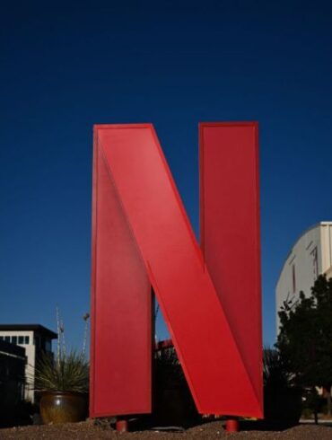 TOPSHOT - The Netflix logo is displayed at the entrance to Netflix Albuquerque Studios film and television production studio lot in Albuquerque, New Mexico on October 13, 2023. (Photo by Patrick T. Fallon / AFP) (Photo by PATRICK T. FALLON/AFP via Getty Images)