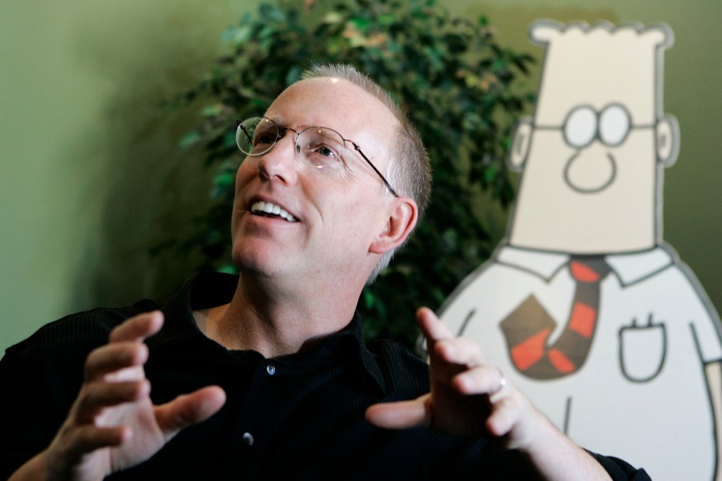 Scott Adams, creator of the comic strip Dilbert, talks about his work at his studio in Dublin, California, on Oct. 26, 2006.