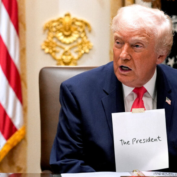 Satire news: trump spotted wearing paper sign reading ‘the president’