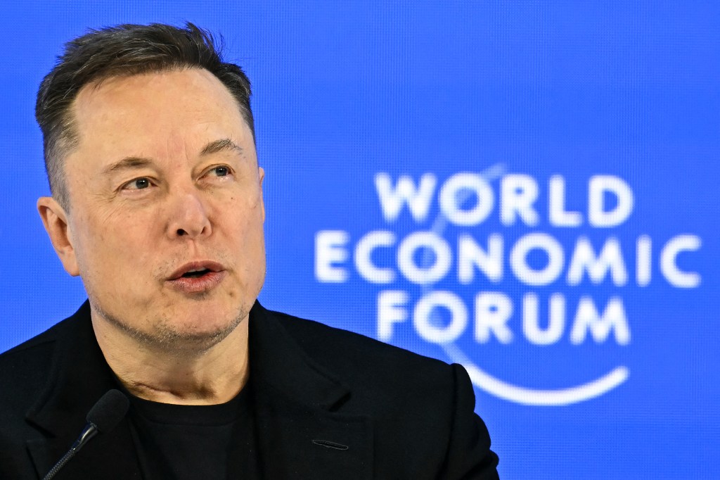 CEO of SpaceX and Tesla, South African-Canadian-US businessman Elon Musk speaks during the World Economic Forum (WEF) annual meeting in Davos on January 22, 2026.
