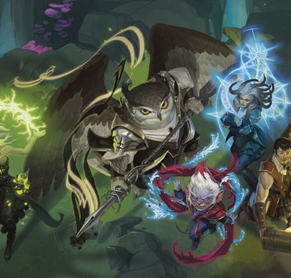 Strixhaven students adventuring through Lorwyn