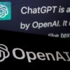 Illustration of the ChatGPT logo and text on a screen, with the OpenAI logo below it.