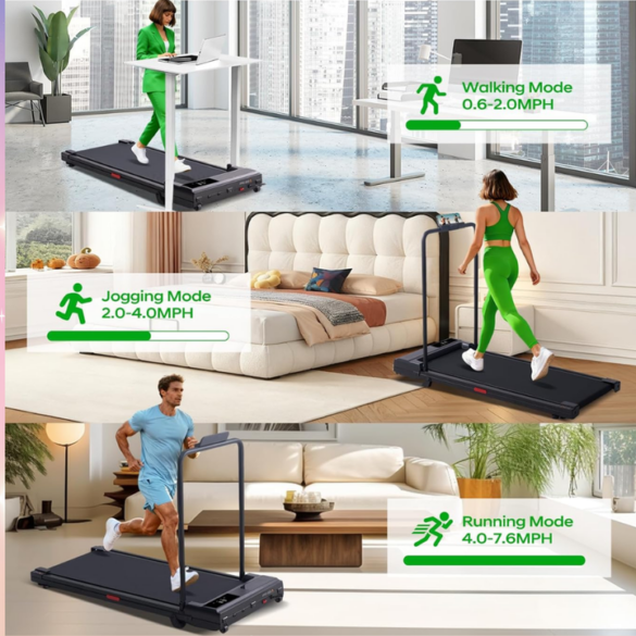 This treadmill has several speed settings.