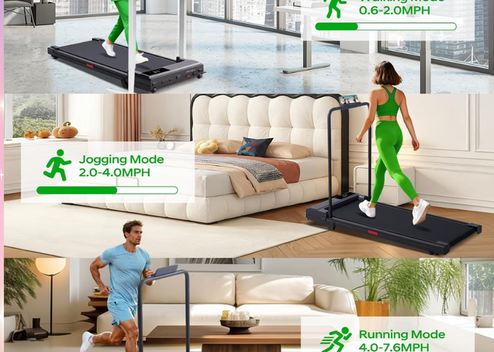 This treadmill has several speed settings.