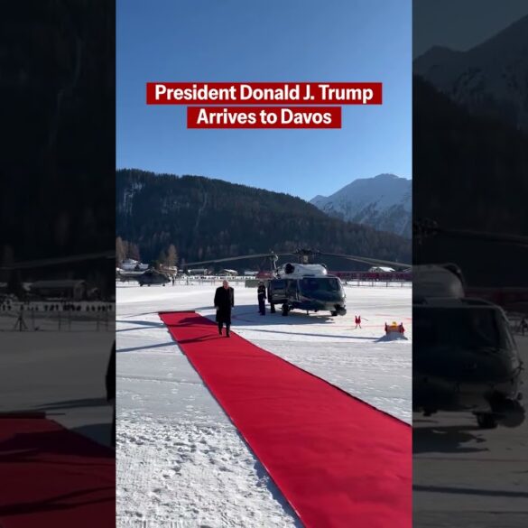 President Donald J. Trump lands in Davos