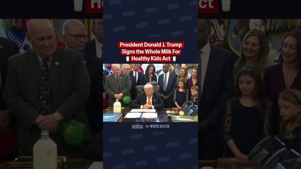 Whole Milk is back. 🥛 President Trump signs the Whole Milk for Healthy Kids Act.