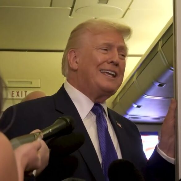 President Trump Gaggles with Press on Air Force One En Route Palm Beach, FL, Feb. 6, 2026
