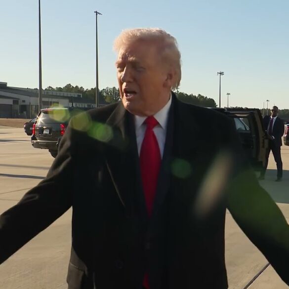 President Trump Gaggles with Press Before Departing Fort Bragg, NC, Feb. 13, 2026