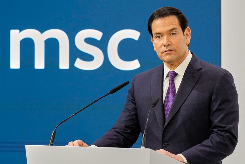 US Secretary of State Marco Rubio speaks at the 62nd Munich Security Conference (MSC) on February 14, 2026 in Munich, southern Germany. (Photo by Alex Brandon / POOL / AFP via Getty Images)
