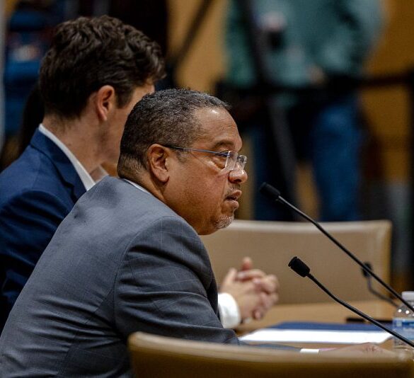 ST PAUL, MINNESOTA - JANUARY 16: Minnesota Attorney General Keith Ellison speaks during a field hearing at the Minnesota Senate Building on January 16, 2026 in St Paul, Minnesota. Democrats attend the field hearing titled Kidnapped and Disappeared: Trump's Deadly Assault on Minnesota, where local citizens and politicians speak about Immigration Operation "Metro Surge". (Photo by Jim Vondruska/Getty Images)