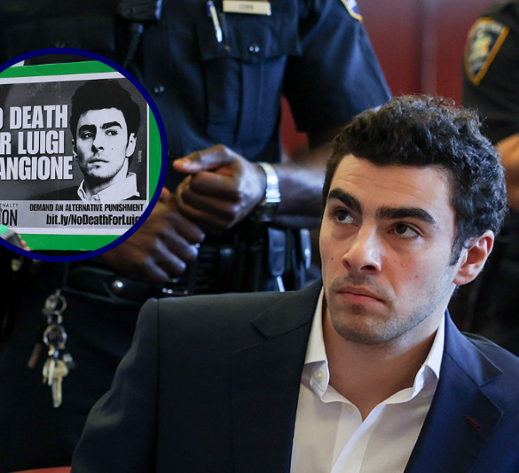 Luigi Mangione attends a suppression of evidence hearing in the killing of UnitedHealthcare CEO Brian Thompson in Manhattan Criminal Court on December 18, 2025 in New York City. (Photo by Shannon Stapleton-Pool/Getty Images) -- Supporters of Luigi Mangione wait in line to enter Manhattan Federal Court on January 09, 2026 in New York City. (Photo by Michael M. Santiago/Getty Images)