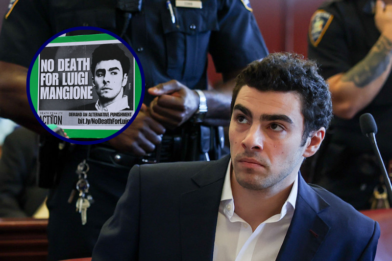 Luigi Mangione attends a suppression of evidence hearing in the killing of UnitedHealthcare CEO Brian Thompson in Manhattan Criminal Court on December 18, 2025 in New York City. (Photo by Shannon Stapleton-Pool/Getty Images) -- Supporters of Luigi Mangione wait in line to enter Manhattan Federal Court on January 09, 2026 in New York City. (Photo by Michael M. Santiago/Getty Images)