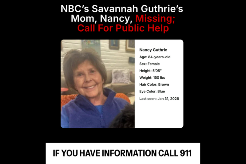 Nancy Guthrie missing persons poster: via White House X account