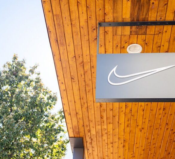 AUSTIN, TEXAS - FEBRUARY 05: A Nike logo is displayed at a Nike store on February 05, 2026 in Austin, Texas. The U.S. Equal Employment Opportunity Commission has begun a probe into Nike over allegations involving discrimination against White employees. (Photo by Brandon Bell/Getty Images)