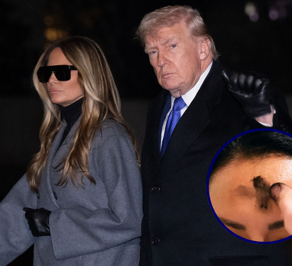(Background) US President Donald Trump and First Lady Melania Trump walk across the South Lawn of the White House after arriving on Marine One following a weekend trip to Florida, in Washington, DC, on February 16, 2026. (Photo by SAUL LOEB / AFP via Getty Images) / (R) People receive the sign of the cross in ashes on their forehead by a priest at St. Patricks Cathedral on Ash Wednesday on February 18, 2026 in New York City. Ash Wednesday is the start of Lent, Christian's 40-day season of prayer, fasting and giving in preparation to honor what they believe is the resurrection of Jesus Christ on Easter Sunday. The cross which is placed on a worshiper's forehead by a priest indicates that a person belongs to Jesus Christ and is grieving and mourning for their sins. (Photo by Michael M. Santiago/Getty Images)