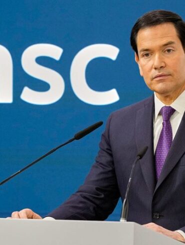 US Secretary of State Marco Rubio speaks at the 62nd Munich Security Conference (MSC) on February 14, 2026 in Munich, southern Germany. (Photo by Alex Brandon / POOL / AFP via Getty Images)