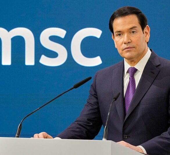 US Secretary of State Marco Rubio speaks at the 62nd Munich Security Conference (MSC) on February 14, 2026 in Munich, southern Germany. (Photo by Alex Brandon / POOL / AFP via Getty Images)