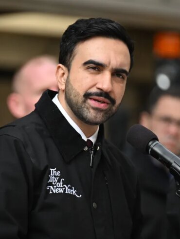 Mayor Zohran Mamdani speaking at a press conference about weather updates.