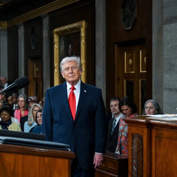 President Donald Trump delivers his State of the Union address to a joint session of Congress at the US Capitol on Feb. 24, 2026.