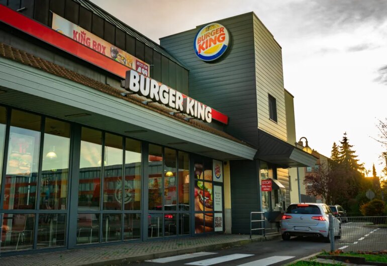 A Burger King restaurant with a drive-in lane in Nuremberg, Germany.