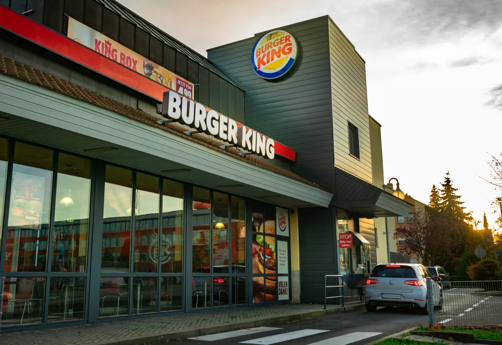A Burger King restaurant with a drive-in lane in Nuremberg, Germany.