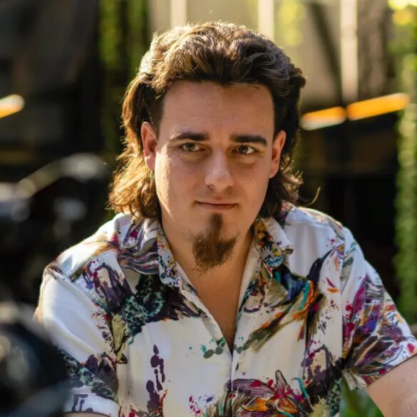 Palmer Luckey, founder of Anduril Industries, during an interview at Anduril's headquarters in Costa Mesa, California.