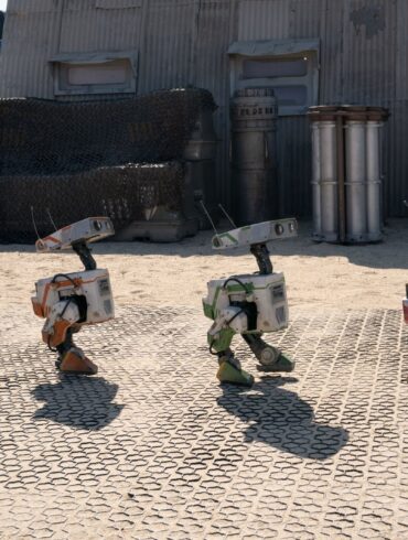 Disney Imagineering BDX Droids on the set of the forthcoming Star Wars: The Mandalorian and Grogu film