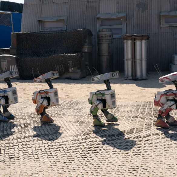 Disney Imagineering BDX Droids on the set of the forthcoming Star Wars: The Mandalorian and Grogu film