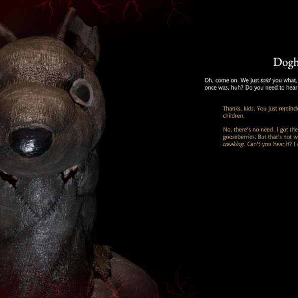 Screenshot of Pathologic 3: talking to character called Doghead