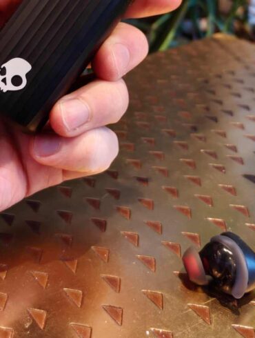 The Skullcandy Method 540 buds on a table.