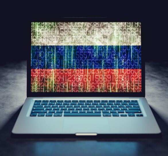 Russian flag on a laptop