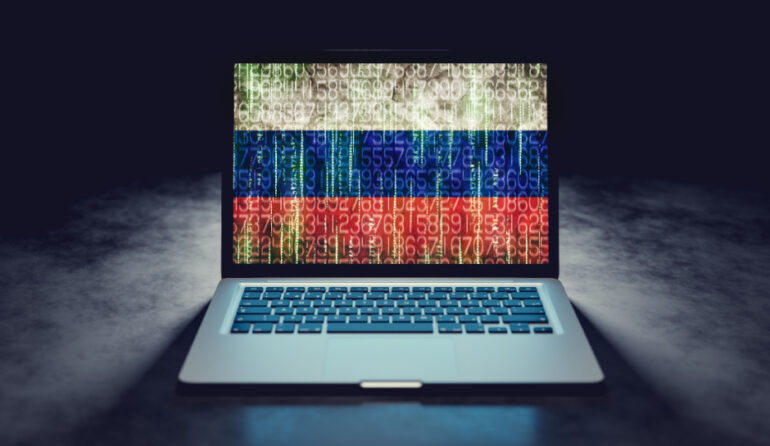 Russian flag on a laptop