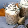 Chia seeds take on a tapioca-like consistency when soaked in a liquid such as almond milk, and result in a thick pudding, as shown here.