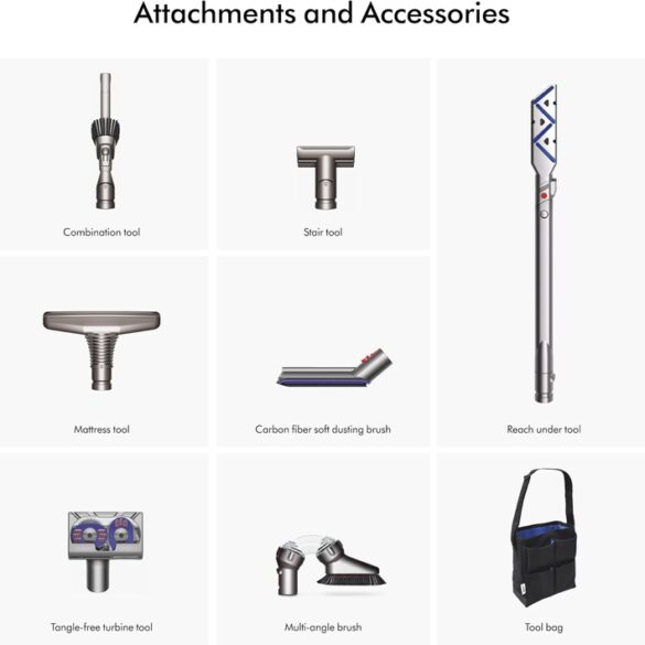 This Dyson vac comes with so many accessories and attachments, plus a case to hold them all.