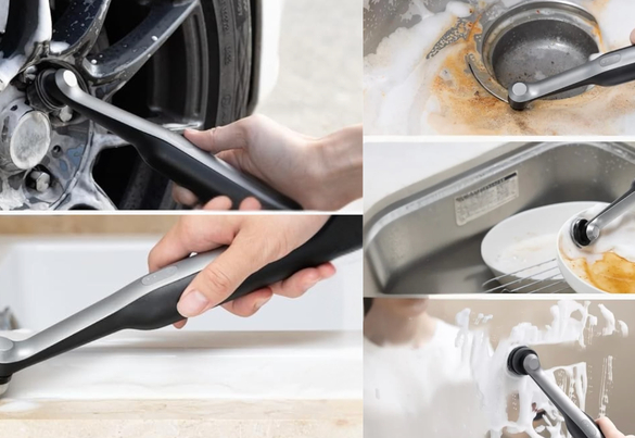 The brush comes with interchangeable heads and can be used all over your home.