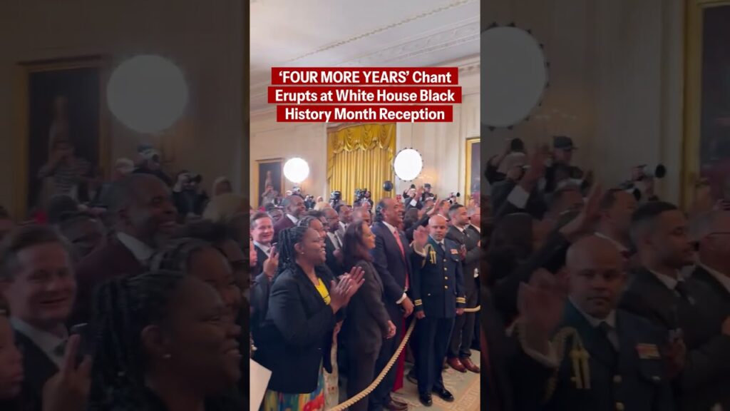 'Four more years' chant erupts at the White House Black History Month celebration