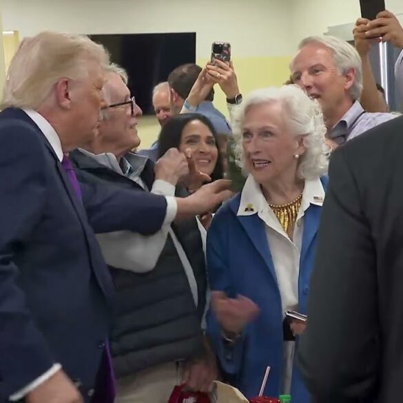 President Trump Talks with Supporters and Employees at a Local Business