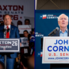 (L) GOP Texas Senate Candidate Ken Paxton speaks to supporters at a watch party on March 3, 2026 in Dallas, Texas. Paxton and incumbent John Cornyn will face off again in a run off. (Photo by Sergio Flores/Getty Images) / (R) Sen. John Cornyn (R-TX) speaks to members of the media at the Austin Marriott Downtown on March 03, 2026 in Austin, Texas. Early results indicate a runoff race between Cornyn and opponent Texas Attorney General Ken Paxton. (Photo by Brandon Bell/Getty Images)