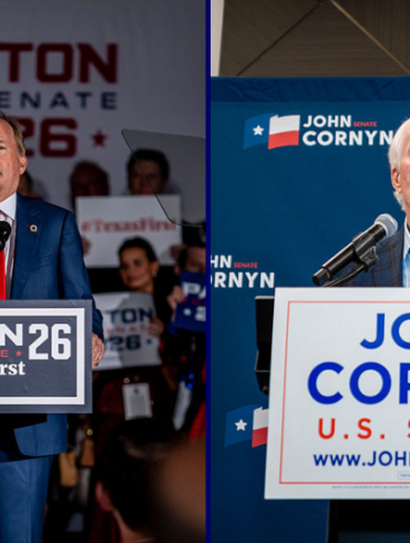 (L) GOP Texas Senate Candidate Ken Paxton speaks to supporters at a watch party on March 3, 2026 in Dallas, Texas. Paxton and incumbent John Cornyn will face off again in a run off. (Photo by Sergio Flores/Getty Images) / (R) Sen. John Cornyn (R-TX) speaks to members of the media at the Austin Marriott Downtown on March 03, 2026 in Austin, Texas. Early results indicate a runoff race between Cornyn and opponent Texas Attorney General Ken Paxton. (Photo by Brandon Bell/Getty Images)