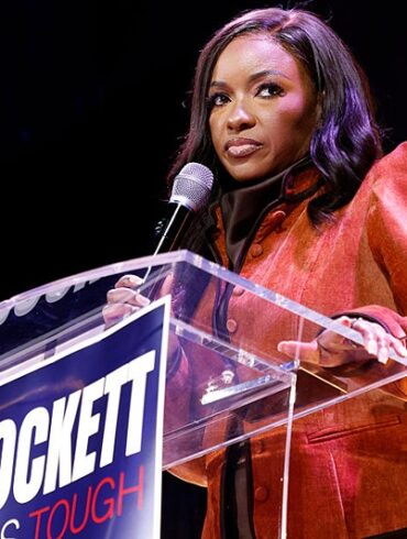 DALLAS, TEXAS - MARCH 3: Rep. Jasmine Crockett (D-TX) speaks with supporters during her Senate Primary election night party on March 3, 2026 in Dallas, Texas. Crockett is running in the Texas primary, where voters will decide which Democratic and Republican candidates will face off this November in congressional races in the Senate and the House. (Photo by Ron Jenkins/Getty Images)
