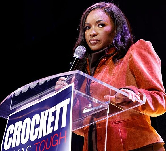 DALLAS, TEXAS - MARCH 3: Rep. Jasmine Crockett (D-TX) speaks with supporters during her Senate Primary election night party on March 3, 2026 in Dallas, Texas. Crockett is running in the Texas primary, where voters will decide which Democratic and Republican candidates will face off this November in congressional races in the Senate and the House. (Photo by Ron Jenkins/Getty Images)