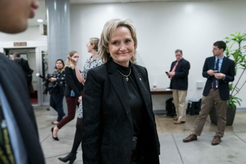 WASHINGTON, DC - FEBRUARY 05: Senator Cindy Hyde-Smith (R-MS) walks through the Senate subway ahead of a vote in the Senate impeachment trial of President Donald Trump on February 5, 2020 in Washington, DC. After the House impeached Trump last year, the Senate voted today to acquit the President on two articles of impeachment as the trial concludes. (Photo by Sarah Silbiger/Getty Images)