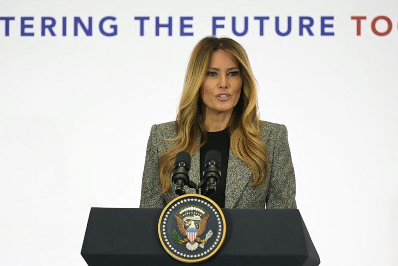 US First Lady Melania Trump speaks as she hosts the Fostering the Future Together Global Coalition Summit at the State Department in Washington, DC, on March 24, 2026. (Photo by Oliver Contreras / AFP via Getty Images)