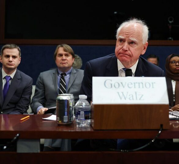 WASHINGTON, DC - MARCH 04: Minnesota Gov. Tim Walz testifies during a House Oversight and Government Reform Committee hearing in the U.S. Capitol Building on March 04, 2026 in Washington, DC. The committee held the hearing to examine the alleged misuse of federal funds intended for Minnesota social services and Medicaid programs. (Photo by Anna Moneymaker/Getty Images)