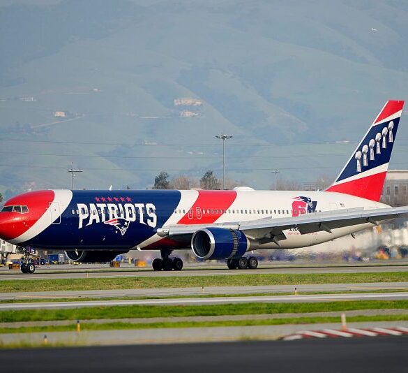 SAN JOSE, CALIFORNIA - FEBRUARY 01: The New England Patriots arrive at San Jose Mineta International Airport ahead of Super Bowl LX on February 01, 2026 in San Jose, California. (Photo by Thearon W. Henderson/Getty Images)